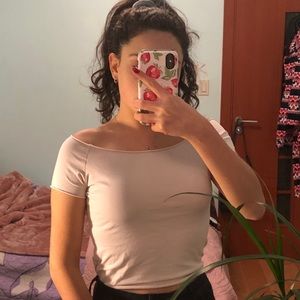 Brandy Melville Pale Pink Off The Shoulder Top